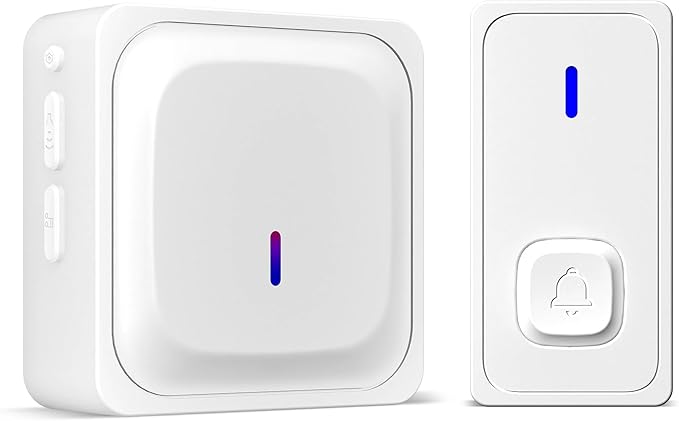 BN-LINK Wireless Doorbell, Waterproof Door Bell Easy Installation, 1000Ft Range, Adjustable Volume& 58 Chimes, LED Flash, Perfect for Homes, Offices, Classroom, Apartments (White)