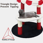 Cat Tree with Cozy Perch & Scratching Posts - Red & White Design Multi-Level Cat Furniture for Kittens/Cats to Climb, Rest & Play