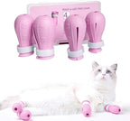 Yanniwani Cat Scratch Cover & Boots for Cats, Adjustable Bathing Gloves (Pink)