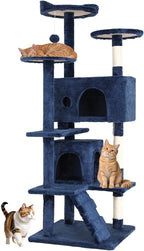 BestOffice 54 Inch Cat Tree, Multi-Level Cat Tower with Condo, Perches, Sisal Scratching Posts, Climbing Ladder,Indoor Activity Center Play House for Kittens & Adult Cats, Navy Blue