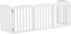 SPIRICH 120" Extra Wide 28" Tall Dog Gate Indoor, Dog Gates for Doorways, Stairs, The House, Wooden Freestanding Foldable Pet Gate, Step Over Puppy Gate, 5 Panels, White