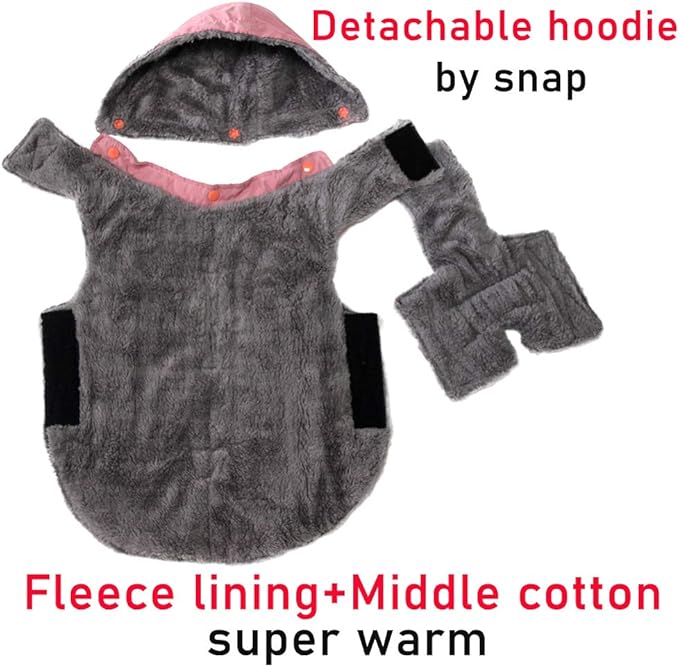 Fleece Dog Hoodie for Small Dogs Super Warm Puppy Jacket for Cold Winter Dog Coats,Pink S