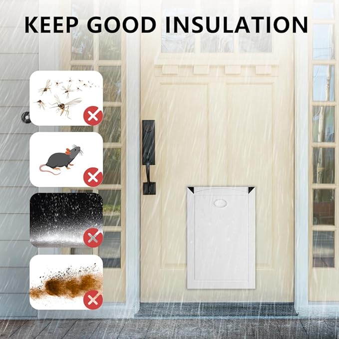 [MAVRICPOWER] Aluminum Medium Dog Door for Door, Doggy Door with 2 Sliding Lock Panels for Extreme, Doggie Door for Medium Dogs Up to 30 lbs