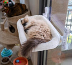 Cordless Cat Window Perch with 4 Suction Cups, Sturdy & Soft Cat Window Hammock, One-Tap Fold Up Cat Window Seat, Great for Indoor Cats, Soft Reversible Cushion, Can Hold Weight Upto 40lbs