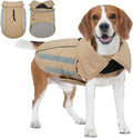 IECOii Dog Coat for Winter - Warm Cold Weather Vests for Broad Chest Dogs, Reflective & Adjustable Vest Jacket for Outdoor, Waterproof Winter Jackets Mashine Washable, Khaki, Sizes L