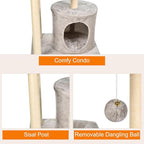 42-in Heavy-Duty Cat Tree for Large Cats, Multi-Level Tower with Sisal Scratching Posts, Plush Perch, Hammock & Condo Anti-Tip Design