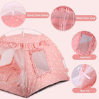 Pawstrip Dog Tent Indoor Cat House Pink Puppy Bed Portable Pet Teepe Princess Dog Camping Tent Outdoor Kitten Houses Cute Bunny Nest Girl Kitty Cave, Small (13.8" x 13.8" x 11.8")