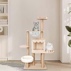 Cat Tree Tower Multi-Level Cat Climbing Frame 54 -Inch Modern MDF Cat Condo Cage for Large Cat with Scratching Posts (62 * 42 * 25(cm))