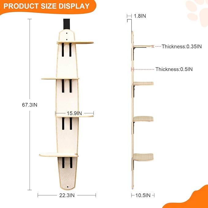 Door Hanging Cat Shelf, Multi Level Door Hanging Cat Tree, 4-Levels Over The Door Cat Tree, Vertical Space for Cats Door Hanging for Indoor Cats (1, Style)