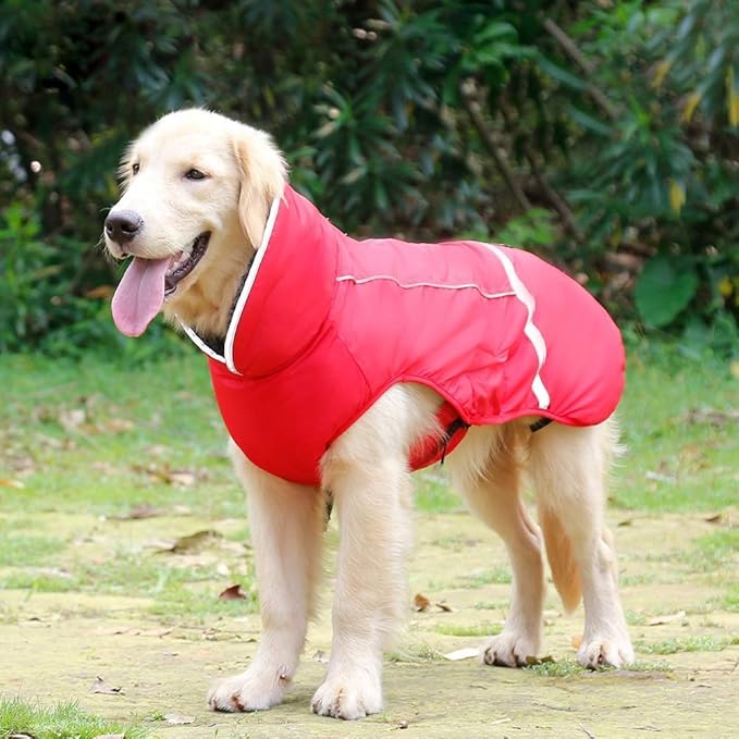 QBLEEV Warm & Waterproof Dog Coat - Reflective Turtleneck with Thick Fleece for Winter and Snow, S, M, L Dogs