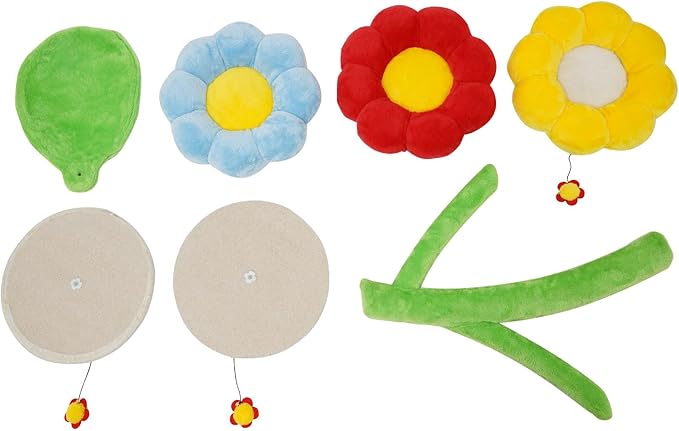 Flower cat Tree, 6-Tier Large Cat Tower with Flower-Shape Plush Balls & Scratching Posts Capacity 10 Kg / 22 Lbs for Large/Small Cats Climbing (Multicolor)
