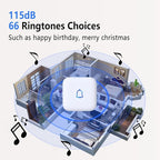 Wireless Doorbell IP66 Waterproof 1000 Feet with 66 Chimes 115dB 7 volume levels Mute Mode with LED Flash Doorbell Ringer Wireless for Kids Room Teachers Classroom Home Office & Hearing-Impaired