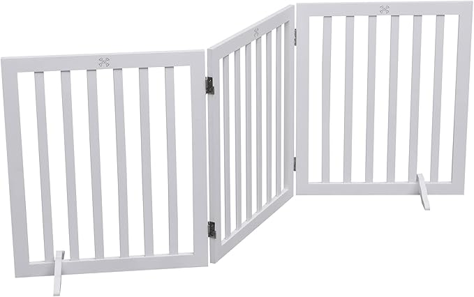 Dog Gate Wooden Freestanding Pet Gate3 Panel 23.6" Height White Indoor Dog Fences,House Gate for Doorways & Stairs