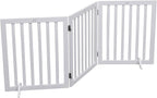 Dog Gate Wooden Freestanding Pet Gate3 Panel 23.6" Height White Indoor Dog Fences,House Gate for Doorways & Stairs