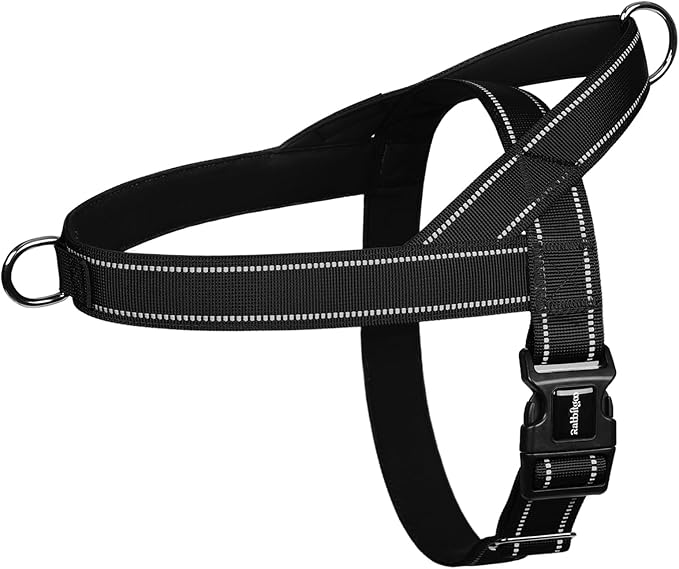 rabbitgoo Dog Harness No Pull, Quick Fit for Small Dogs with Soft Padded Handle, Chest Adjustable Reflective Pet Vest, No Choke Escape Proof for Walking Training, Black S