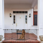 Freestanding Dog Gates with Door Walk Through, Extra Wide Doggy Door 125" W x 29" H Pet Gate Safty 5 Panels Dog Fence for Stairs, Doorways