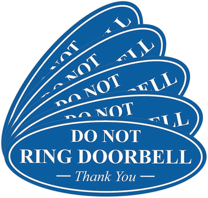 All Quality Oval DO NOT Ring DOORBELL Thank You Sign - Blue Small 5 Pack
