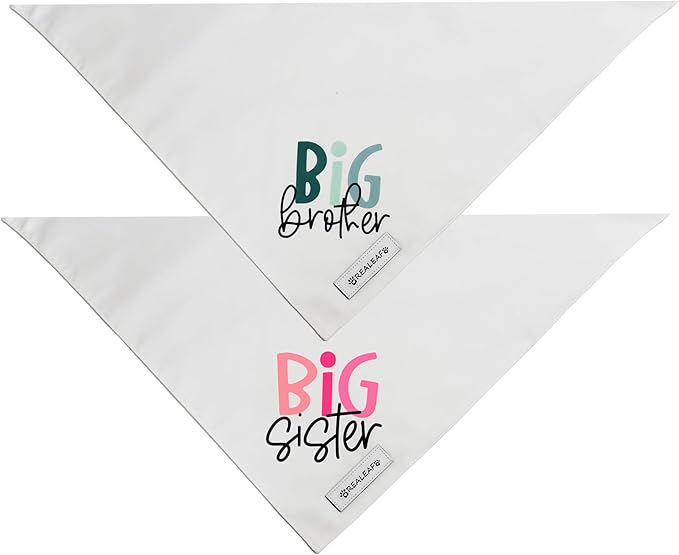 Realeaf Big Brother Big Sister Dog Bandanas Pet Scarf for Medium and Large Dogs New Baby Announcement Pet Accessories Pregnancy Reveal Ideas (Large)