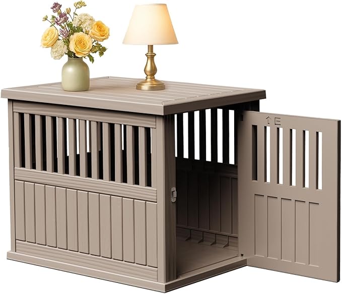 Dog House - Resin Outdoor Dog Kennel with Ventilated Design, Waterproof Dog Bed Shelter for Backyard, Garden & Patio