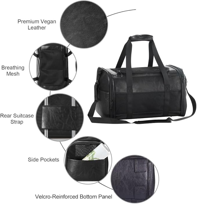 Fashion Dog Carrier Pet Carrier Airline Approved Cat Carrier for Small Dogs Cats Under 15 Lbs, Vegan Leather Collapsible Soft Sided Travel Puppy Carrier