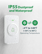 AVANTEK Wireless Door Bell, WA-11 Waterproof Battery Operated Doorbell Chime Operating at 1000 Feet, Portable Door Chime kit with 52 Melodies, 5 Volume Levels, and CD Quality Sound