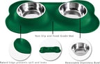 Hubulk Pet Dog Bowls 2 Stainless Steel Dog Bowl with No Spill Non-Skid Silicone Mat + Pet Food Scoop Water and Food Feeder Bowls for Feeding Small Medium Large Dogs Cats Puppies (Small, Hunter Green)