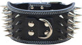 3" Sharp Spiked Studded Leather Dog Collar for Training,Sports,Walking,Medium,Large,X-Large,for Pitbull,Labrador,Boxer(Black,M)