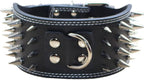 Studded Dog Collar, 3" Sharp Spiked Leather Dog Collar fit Training,Sports,Walking,Medium,Large,X-Large,for Pitbull,Labrador,Boxer (L:19-22 inch, Black)