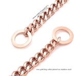 Rose Gold Dog Chain Collar 11mm/15mm/19mm Stainless Steel Cuban Link Chain Collar for Small Medium Large Dogs(11mm,18inch)