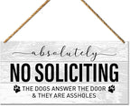 Funny No Soliciting Sign, Dog Warning Sign for House Bussiness, Beware of Dog Warning Sign for Home Decor, Dog Warning Sign for Gate Fence Yard Home Decoration, Dog Dad Mom Lover Owner Gifts