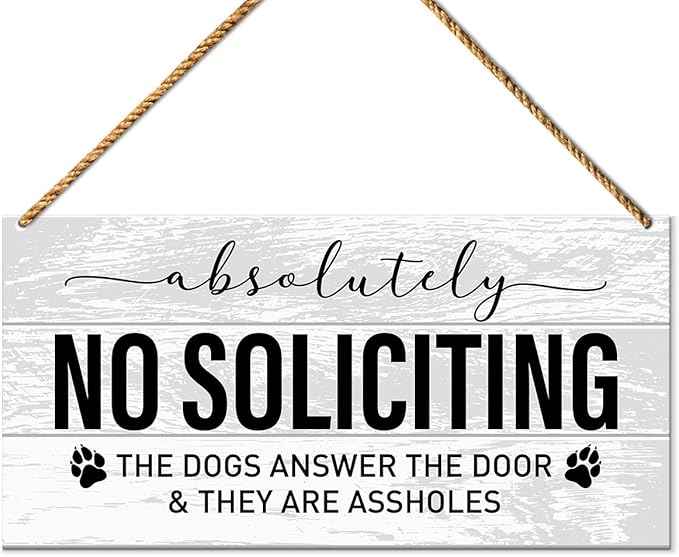 Funny No Soliciting Sign, Dog Warning Sign for House Bussiness, Beware of Dog Warning Sign for Home Decor, Dog Warning Sign for Gate Fence Yard Home Decoration, Dog Dad Mom Lover Owner Gifts