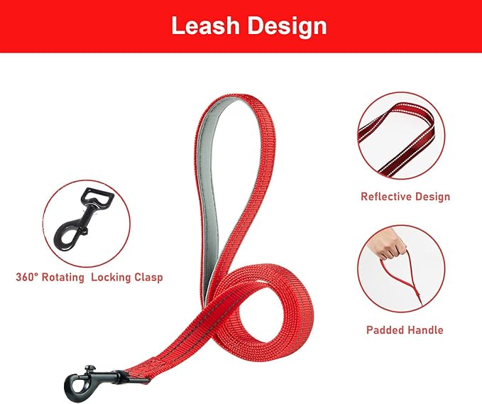 Hipubby Dog Harness and Leash Set, No Pull Soft Mesh Puppy Harness for Small Medium Dogs, Cats - Step in Reflective Breathable Lightweight Vest Harness for Walking, Training - Red, L