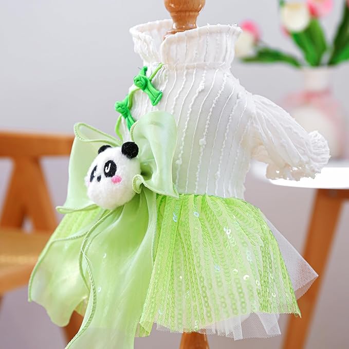 Furbabycare® Elegant Sweet Fashion Puppy Dog Blingbling Princess Skirt Pet Dog Lace Cake Camisole Tutu Dress S-Panda X-Small