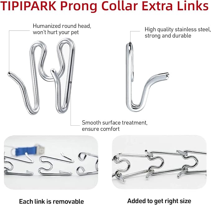 6 Pack Extra Links Prong Collar for Dog- Replacement 2.5mm Stainless Steel Pinch Collar for Dogs Links Extra Training Collar Links Fit Thickness Measure