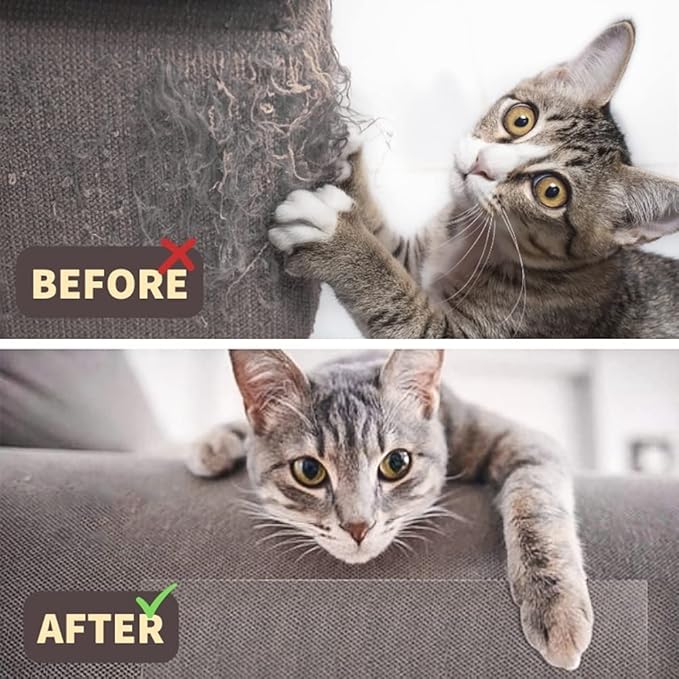 Leo’s Paw Furniture Scratch Protector Couch Cat Scratch Deterrent Guards Anti-Scratch Repellent Mat for Couch Sofa Scratch Training Adhesive Transparent & Discreet 18x12 inch Plastic Shields (8-Pack)