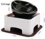 Bulldog Bowl Anti-Slip Dog Cat Dish Detachable Dog Bowls Pet Sterile Tilted Pet Feeder Slope Base (White,Ceramic-1.5 Cup