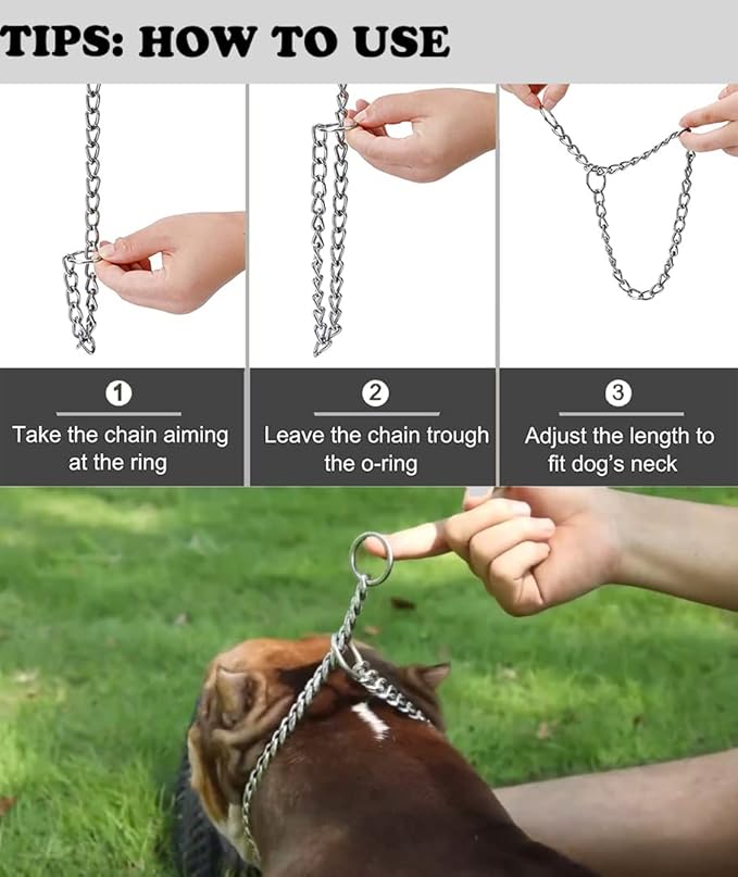 Freezx Dog Choke Collar Slip P Chain,Heavy Duty Metal Training Choke Collars, Adjustable Weather Proof Alloy Steel Chains for Small Medium Large Dogs (M, Diameter-2.5mm)