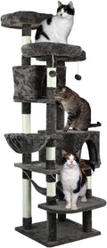 Confote Large Cat Tree 67 Inch Multi-Level Cat Tower with Padded Top Perch,Hammock,Basket,Scratching Posts for Indoor Cat Play House Kitty Activity Center