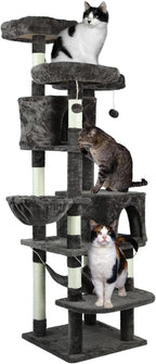Confote Large Cat Tree 67 Inch Multi-Level Cat Tower with Padded Top Perch,Hammock,Basket,Scratching Posts for Indoor Cat Play House Kitty Activity Center
