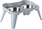 Gibson Home Wags N’ Whiskers 3 Piece Elevated Pet Bowl Set, 12oz Stainless Steel Dog & Cat Bowl with PP Stand, Non-Slip Raised Feeder, Food & Water Station, Dishwasher Safe, Blue