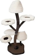 Tall Modern Cat Tree - 64 Inch Multi-Level Cat Tower with Resting Platforms & Scratching Posts for Large & Small Cats Climbing Flower Shaped Kitten Activity Center Playground
