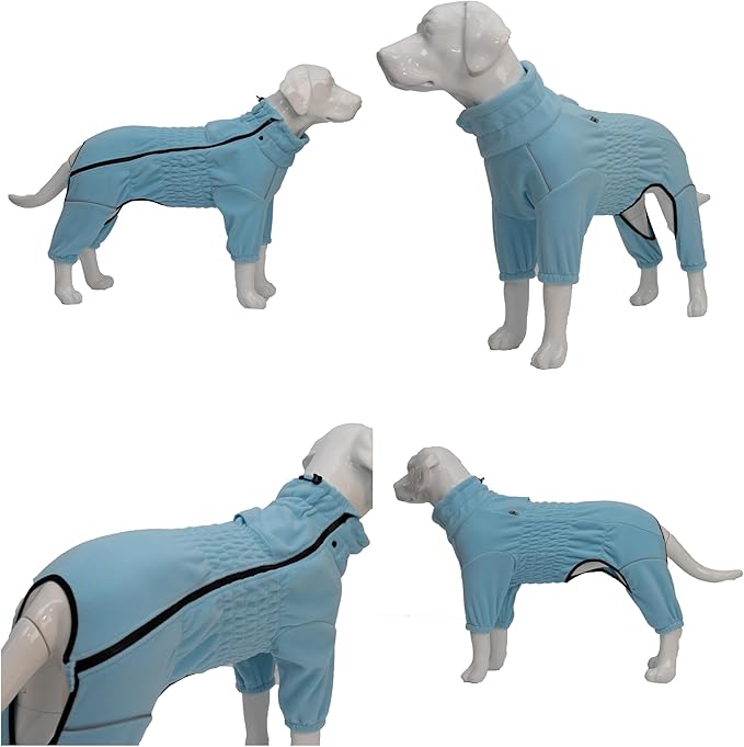 Warm Coat, Windproof Dog Jacket - Small to Large, 4-Legged Fleece Winter Coat with Zippered Closure - Turquoise M