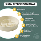 Ceramic 0.9 Cup Dog Bowl Slow Feeder for Small Dog, 6.1inch Pet Slow Feeder, Stop Bloat, Preventing Choking(Single Bowl-Light Yellow)