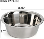 DEAYOU 4-Pack Stainless Steel Dog and Cat Bowl, Metal Food and Water Dish, 8.26" Basic Pet Feed Bowl for Large Medium Dog, 47 OZ Replacement Bowls for Elevated Stand, Dishwasher Safe