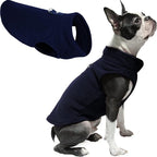 Gooby Fleece Vest Dog Sweater - Navy, Medium - Warm Pullover Fleece Dog Jacket with O-Ring Leash for Small to Medium Dogs