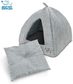 Best Pet Supplies Cat Bed for Indoor Cat, Domed Tent House with Removable Pillow, Covered Cat Cave for Small Dog, Puppies and All Breeds of Cats - Gray Linen, 19 x 19 x H:19"