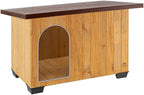 Ferplast Dog Kennel House BAITA 100 in FSC Wood, Insulating Plastic Feet, Aluminium Chew-Proof Door, Opening Roof