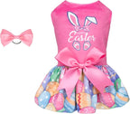 CuteBone Happy Easter Eggs Dog Dress Velvet for Small Dogs Girl Pink Puppy Dresses Dog Clothes CVA18S-D
