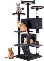 Cat Tree 69.3 inches Cat Tower for Indoor Cats Cat House with Replaceable and Removable Dangling Ball Cat Trees and Towers with Funny Toys, ASHY