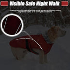 DENTRUN Winter Warm Dog Coat Reflective Jacket with Turtleneck for Cold Weather, Adjustable Buckle Windproof Water Repellent, Thick Snowsuit Fleece Vest for Small, Medium, Large Dogs, Red, XL